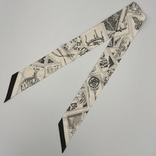 Hermès Le Philateliste du Faubourg Twilly Scarf Cream Black Stamp Print Silk picture