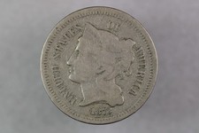 1873 Open 3 Three Cent Nickel VG+. Offering combined shipping. picture