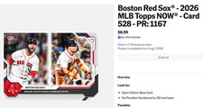 BOSTON RED SOX topps now card#528 