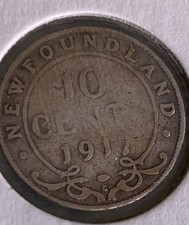 1917-C Newfoundland 10 Cents Silver Coin King George V Before Joining Canada picture