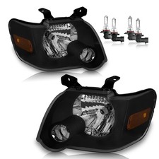 Pair Headlights For 2006-2010 Ford Explorer Black Headlamps Amber Corner W/Bulbs picture