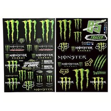 2 Whole Sheets Monster Energy Motorbike Cars Helmet Decals Bike Stickers DIY picture