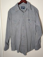 1980's Distressed Wrangler LS Medium Blue Western Shirt (L) Button Up Vintage picture