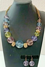 STUNNING CHARMING CHARLIE LARGE BEADED NECKLACE AND EARRINGS picture