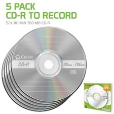 Cellet CD-R 5-Pack – 700MB 80-Minute Blank Discs, 52X Speed for Data, & Music picture