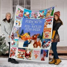 Rudolph The Red Nosed Reindeer Fleece, Sherpa Blanket Christmas TV special picture