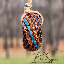 Phi Torus Vortex Energy Pendant—Copper, Tektites, Fire Opal, Quartz, Turquoise  picture