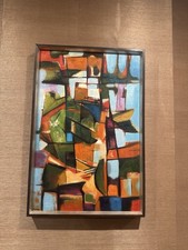 Driskell Signed Abstract Modernist Painting Framed 21” x 31” picture