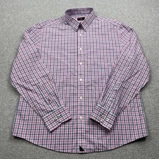 UNTUCKit Dolcetto Button Up Shirt Mens Large Pink Plaid Wrinkle Free Regular Fit picture