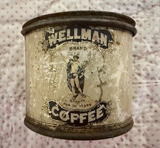 Antique Wellman Coffee Sample Can Tin - Rust Vintage Small 1919-1925 picture
