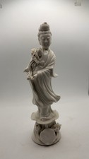 Vintage Chinese White Porcelain Guanyin Statue 8” Removable Hand WMHK Stamped picture