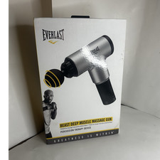 Everlast Beast Deep Muscle Massage Gun Percussion Cordless Silver 4 Heads picture