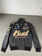 NWT Vintage Jeff Hamilton Dale Earnhardt JR Black Leather BUD Nascar Jacket Sz M picture