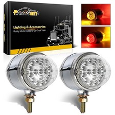2Pcs Amber Red 17 LED Dual Revolution Watermelon Lights - DOT Approved Pedestal picture