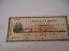 City Bank of Harrisburg, PA Original Check Security Anti Counterfeiting Border picture