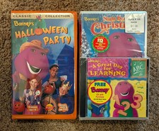 Lot of 3 Vintage Barney Tapes & CD Sealed NEW Halloween Party Night Before Xmas picture