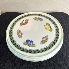 Villeroy & Boch Fruit Pattern Ceramic Pedestal Cake Stand 12in Round Plate picture