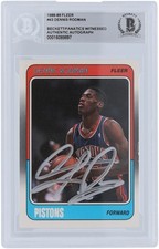 Dennis Rodman Detroit Pistons Signed 1988-89 Fleer Series 1 #43 BAS Rookie Card picture