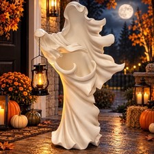 Rare Cracker Barrel 36” White Ghost Lighted Lantern 3 Ft Tall 2023 Halloween picture