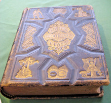 ANTIQUE BIBLE LOOKING GLASS BOOK 1874 LEATHER RELIGION ILLUSTRATIONS, BARBER picture