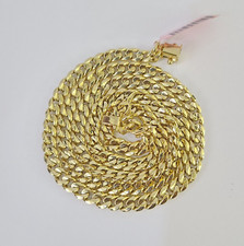 Real 14K Gold Necklace Miami Cuban Link Chain 24 inch 6mm Box Clasp, Mens Hollow picture