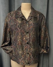Chicos womens vintage jacket size L metallic tapestry button artsy Excellent picture