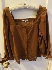 Madewell Shirt S Corduroy Boho Balloon Sleeve Dark Academia NWT picture
