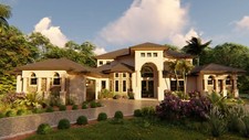 CADFILE BLUEPRINTS MEDITERRANEAN TWO STORY HOUSE PLAN ARCHUP #105M picture