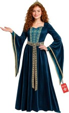 Women`s Renaissance Costume Adult Blue Medieval Princess Dress S - XXL Halloween picture
