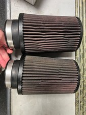 Pair of Carbon Fiber Top reusable Performance Cone Air Filters - like K&N 3.25
