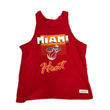 Vintage 90's Mitchell & Ness Tank Miami Heat Jersey Mens 2XL NWOT Fast  picture