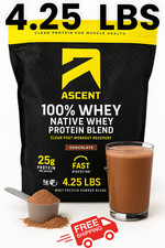 Ascent 100% Native Whey Protein Powder CHOCOLATE 4.25 LB 58 Servings PostWorkout picture