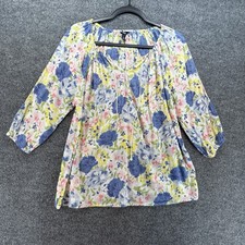 Chaps Top Womens S Floral V-Neck Long Sleeve Peasant Boho Cottagecore Prairie picture