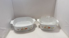 Vintage Corning Ware Wildflower 2 Qt & 1.5 Qt Casseroles Pyrex A7C Lid  picture
