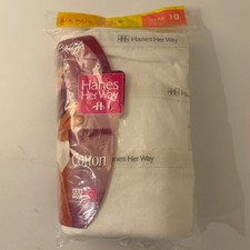 VTG 1995 Hanes Her Way Briefs 6 Pack Womens Size 10 White Cotton NIP NOS picture
