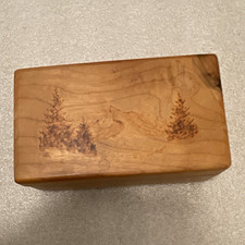 Northwest Gifts Scenic Mountain Myrtle Wood Trinket Box w/Lid, Green Lined Brown picture