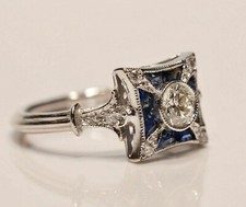 Vintage Art Deco Wedding Antique Ring For Her 1.02 CT Old European Cut CZ Stone picture