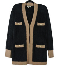 New, L'AGENCE Elin 4-Pocket Cardigan in Black/Brown Sz S #MD2617 picture