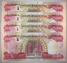100,000 IRAQ DINAR      UNCIRCULATED 25000 Currency   ( 4 x 25000 )      NEW IQD picture
