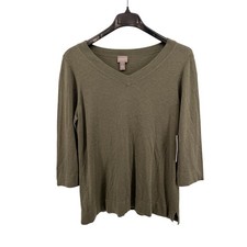 NEW Chico's Pullover Womens 2/Large Sweater Green Leaf Heather Cashmere Blend picture