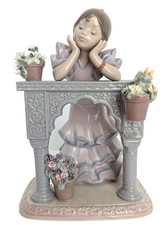 Lladro Porcelain Figurine #6480 A Perfect Day Girl Arch Balcony Flowers Spain picture