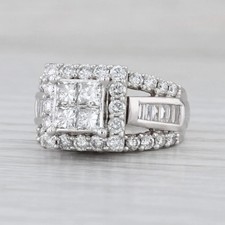 2.82ctw Diamond Halo Engagement Ring 14k White Gold Size 7 picture