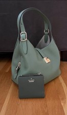 kate spade new york Green Pebbled Shoulder Bag Gold Hardware Detachable Strap picture