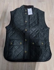 Barbour Men's Olive Green Lowerdale Quilted Gilet Full Zip Vest Sz Large picture