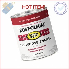 Rust-Oleum 7762502 Stops Rust Brush On Paint, Quart, Gloss Sunrise Red, (Pack of picture