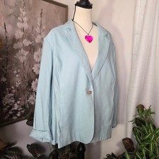 J. Jill Love Linen Sea Glass Blue Blazer Jacket XL NWT 265251 picture