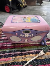 Vintage Y2K Disney Princess Pink Purple CD Player Jewelry Box Mirror WORKS picture