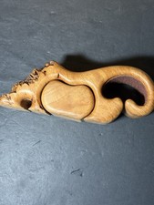 Vintage Fred & Marilyn Buss Maple Burl Wood Puzzle Trinket Box Handmade Rare picture