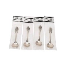 Vintage Wallace Sterling Silver Grande Baroque Salt Spoons Set of 4 Small 2.5