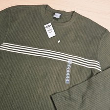 Vintage Y2K Old Navy Ribbed Long Sleeve Shirt Mens L Green Striped Normcore NEW picture
